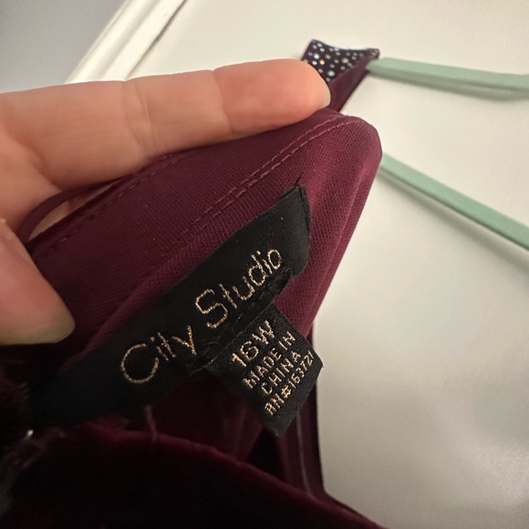 City Studio Strapless Burgundy Dress - Picture 4 of 10